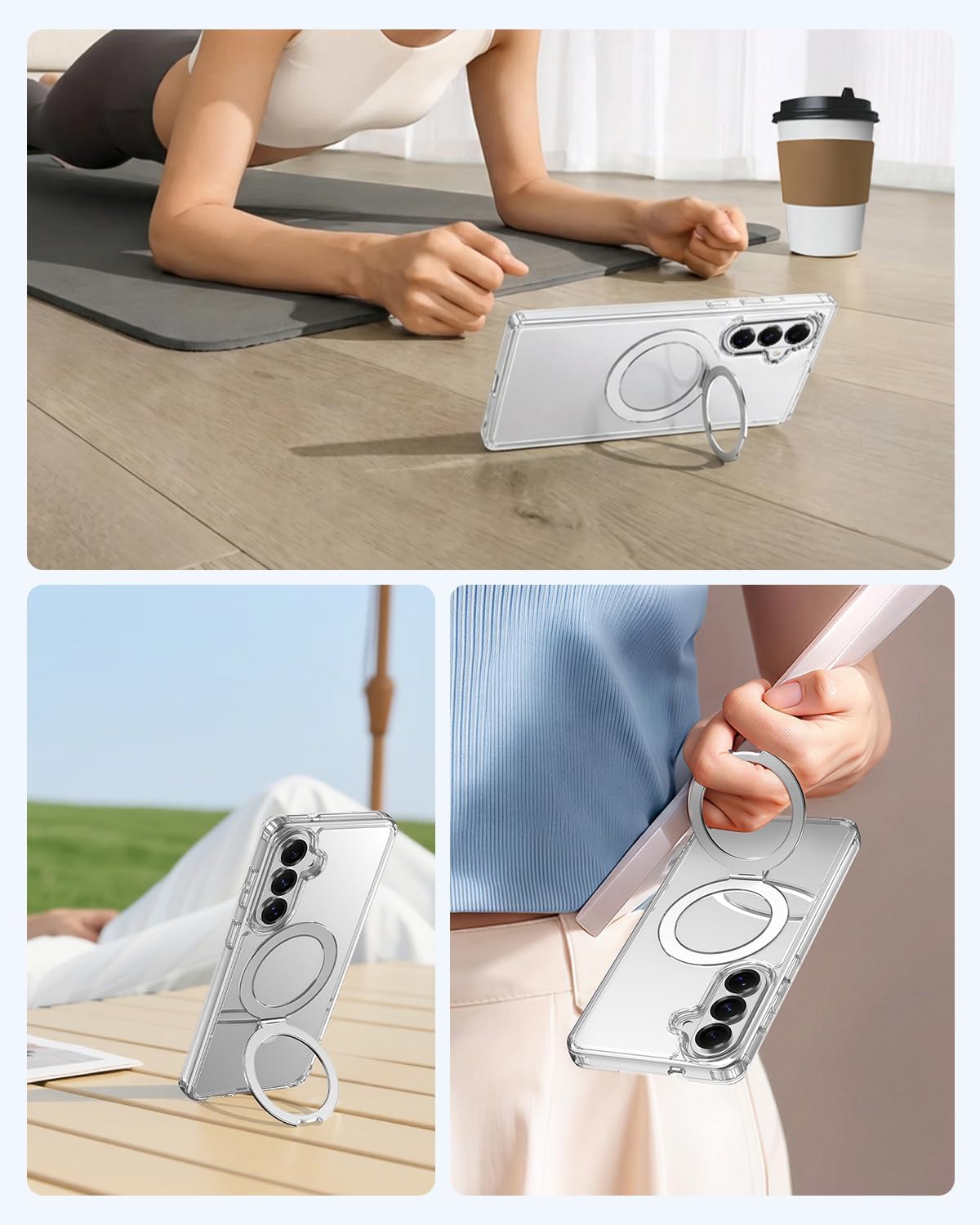 RAPTIC Magnetic Stand for S26 Case Compatible with MagSafe, [Military Grade Drop Tested][Built in Kickstand] Shockproof Protective Anti-Fingerprint Slim Case, Stand/Clear