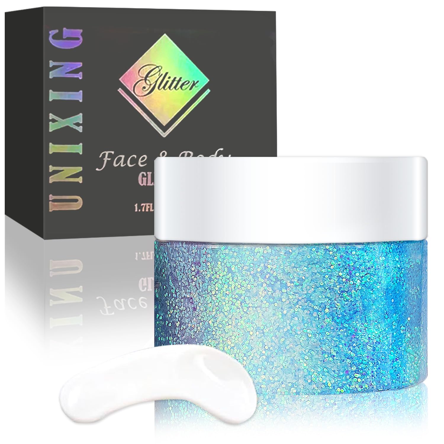 Holographi Face Body Glitter Gel, Sparkle Color Changing Face Glitter Gel, Mermaid Sequins Glitter Face Paint, Chunky Hair Glitter Gel for Concerts