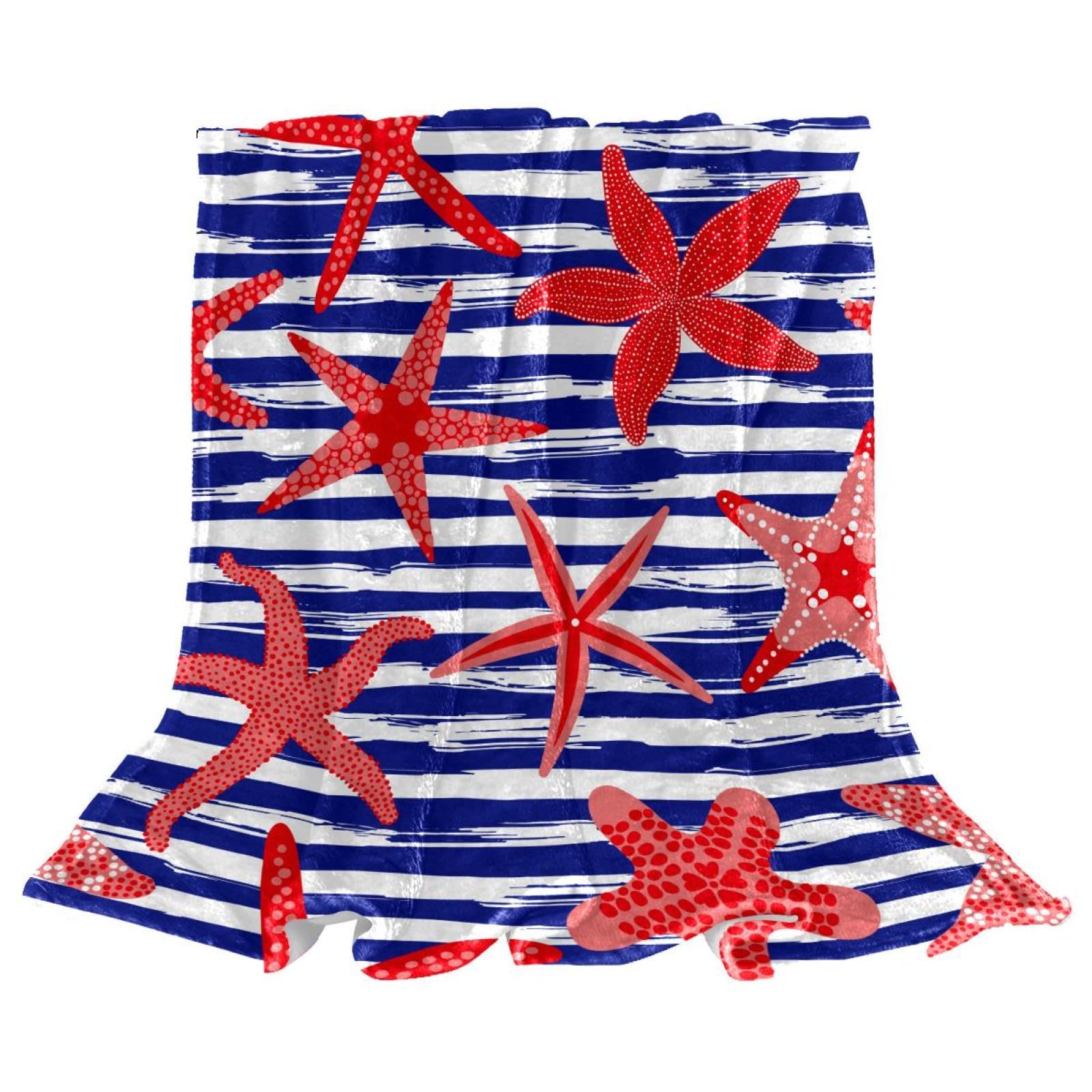 Plaid lits et canapés couverture polaire étoiles de mer rayées