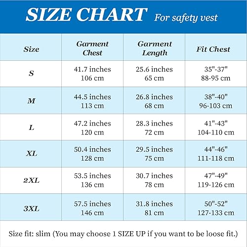 Miniatura 4 de TOPTIE Chaleco de seguridad frontal con cremallera de alta visibilidad, 5 bolsillos, chaleco uniforme, color azul, talla M