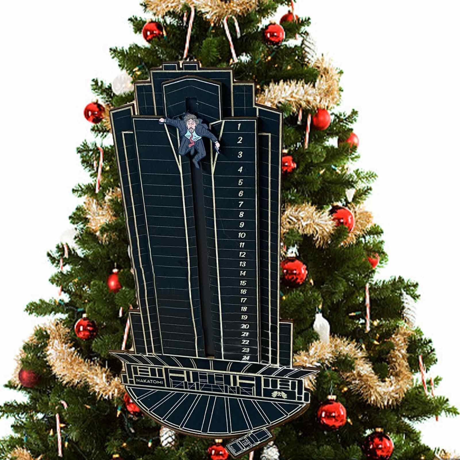 Christmas Die Hard Advent Calendar 2024, Wooden Christmas Hans Gruber Interactive Advent Calendar, 24 Day Christmas Countdown Calendar for Tabletop Decorations Home Outdoor Decor