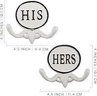 Vista 6 de AuldHome Design Ganchos para toallas para él y ella (juego de 2); ganchos de pared de puerta rústica de hierro fundido para decoración de casa