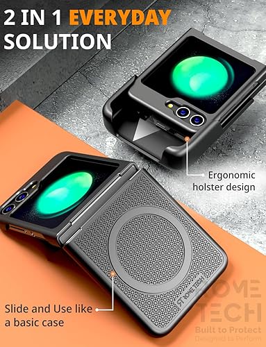 Miniatura 3 de Rome Tech Funda con clip para cinturón para Samsung Galaxy Z Flip5 de 6.7 pulgadas (2023) compatible con MagSafe Heavy Duty Slide con soporte y clip