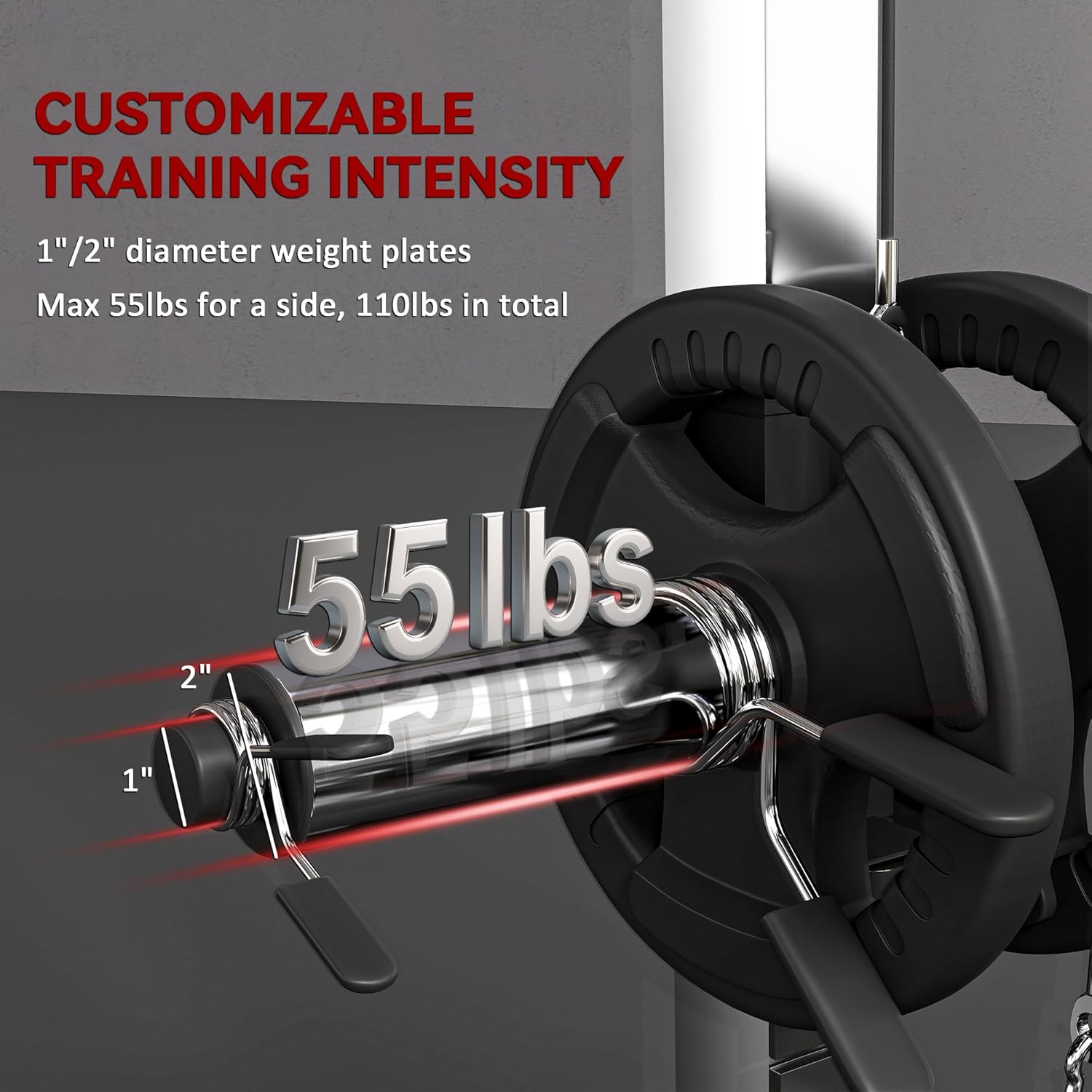 Soozier Soozier Power Cage – Multi-Functional Rack with Cable Pulley & 15-Level Squat Stand - Image 4