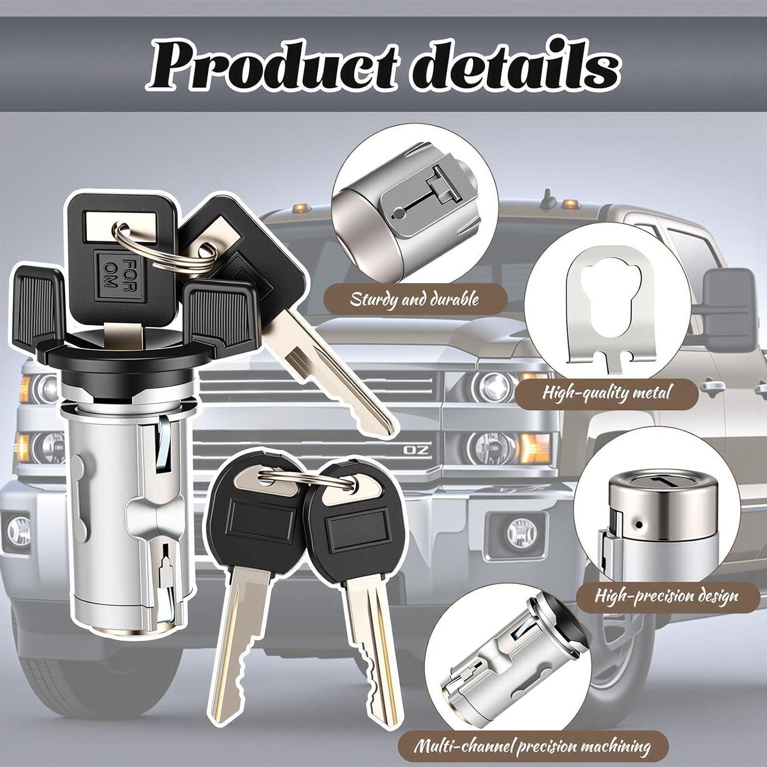 Ignition Switch Lock Cylinder and Door Lock Cylinder Set with Keys Compatible with Chevy C/k Pickup Compatible with GMC C/k Pickup (Full Size 1988-1994)