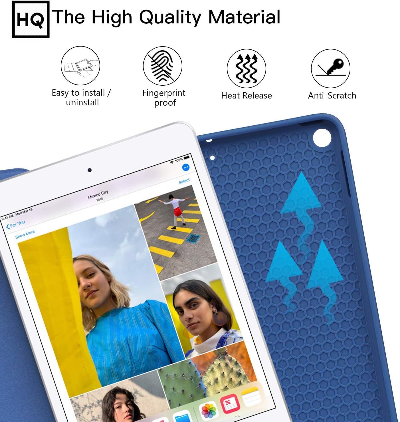 ZtotopCase for iPad Mini 5 2019 with Pencil Holder, Lightweight Soft TPU Back and Trifold Stand Smart Cover with Auto Sleep/Wake,Protective for iPad Mini 5th Generation 7.9" 2019 Release,Navy Blue