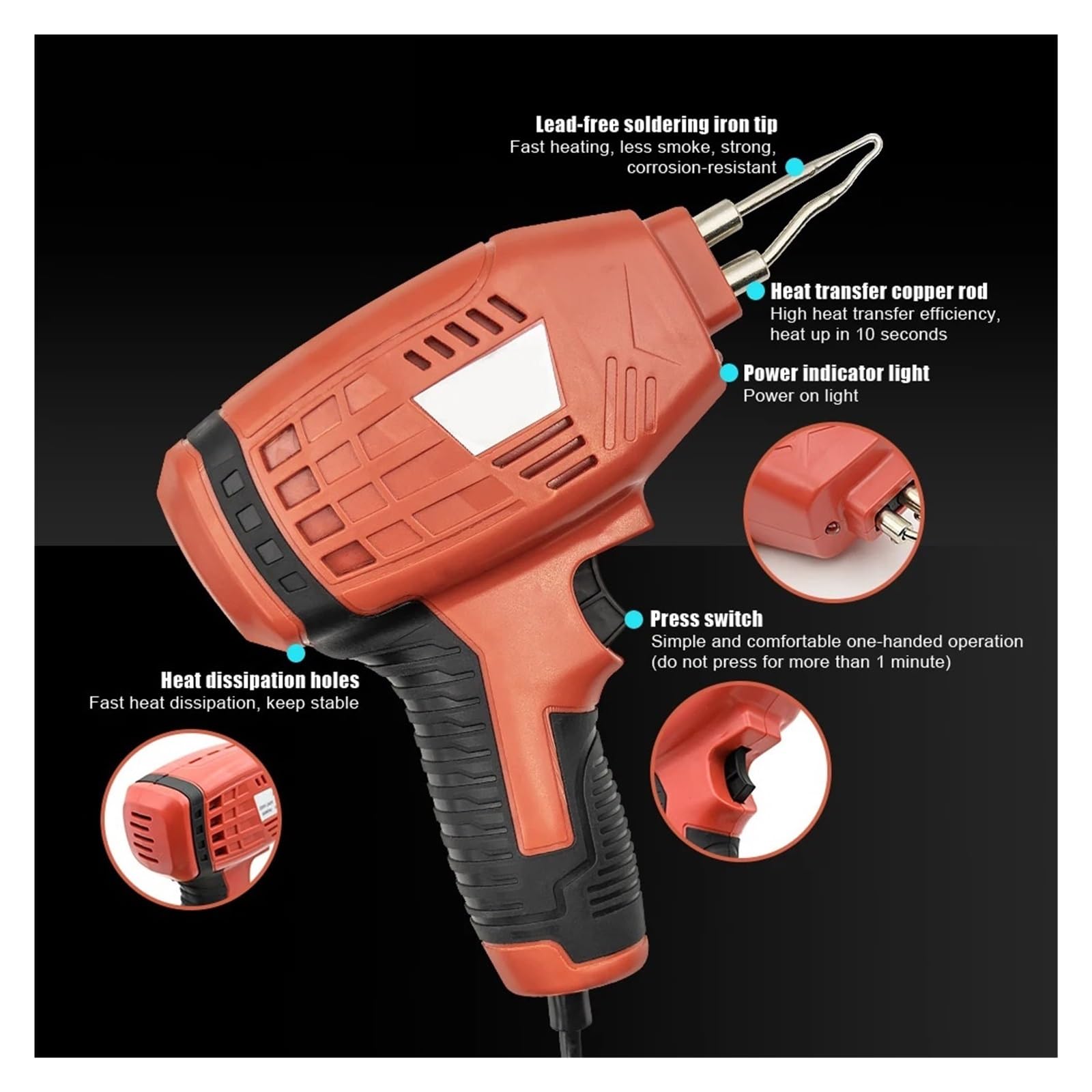 Saldatore Elettrico, Pistola Saldante Veloce, Elettrica Ad Alta Potenza Da 100 W, Strumenti For La Manutenzione Dei Circuiti Stampati Facile Saldatura Fluida