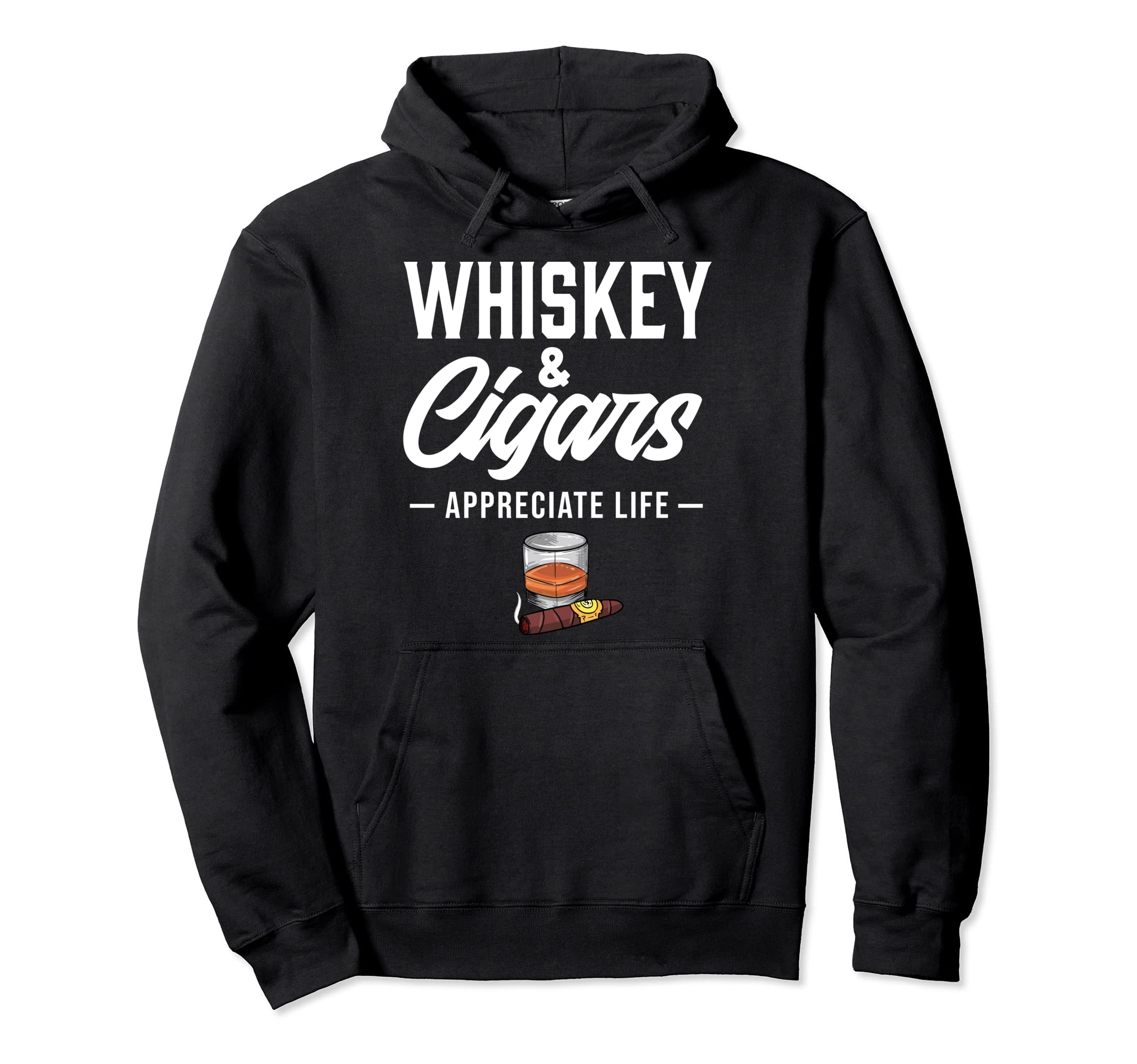 Bourbon Whiskey Lover Cuban Cigar Pullover Hoodie, Black