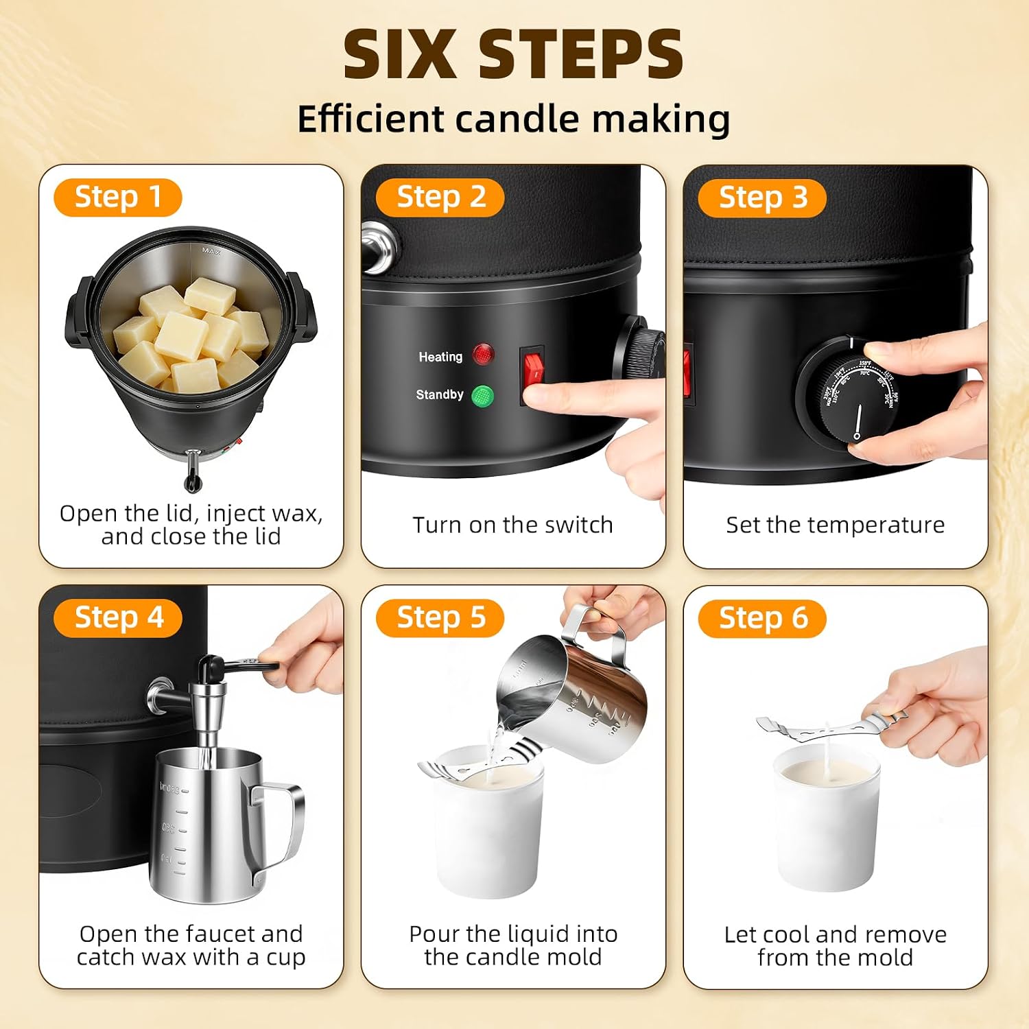 Faazy 13Lbs Wax Melter for Candle Making, Large Electric Wax Melting with Temp Control and No-Clog Pour Spout, Easy to Use & Clean for Candle, Soap, Cream Beauty Bulk Production Business or Home