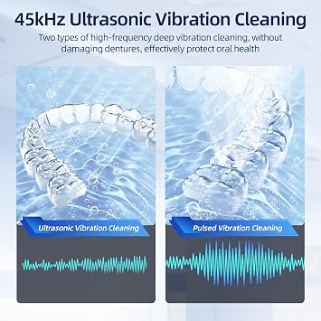EcoBasic Ultrasonic Retainer Cleaner Machine, 45kHz Dental Cleaning Pod with UV-C Light, 200ML Denture Cleaner with 4 Modes Deep Cleaning for Retainers, Aligners, Mouth Guards, Dentures & Jewelry