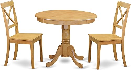 Miniatura 17 de East West Furniture ANBO5-MAH-W - Juego de comedor de 5 piezas para 4 personas, incluye una mesa de cocina redonda con pedestal y 4 sillas de