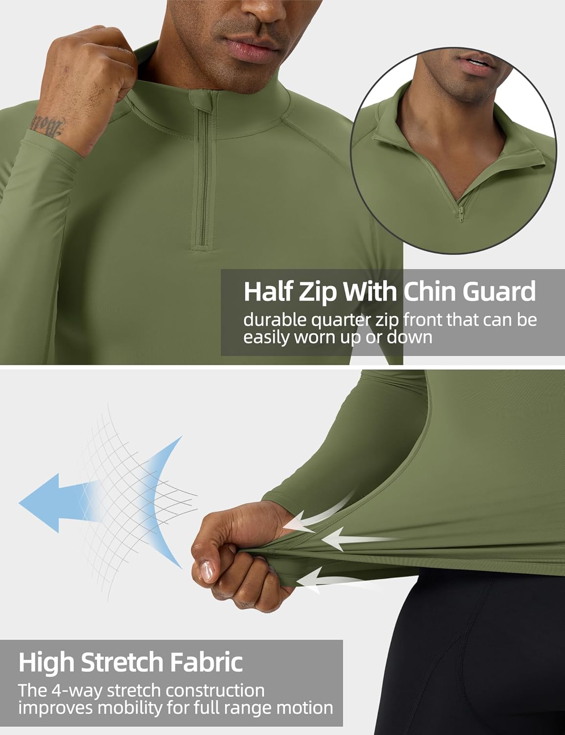 SPVISE Quarter Zip Workout Pullover Men Dry Fit Long Sleeve Compression Tee Mock Neck 1/4 Zip Mens Sweatshirt Sport Baselayer - Image 4