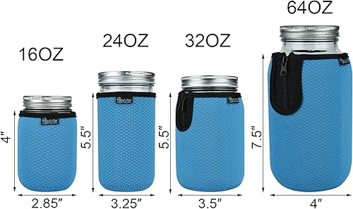 Miniatura 5 de Beautyflier Tarros Mason de boca ancha de 24 onzas, frascos de boca ancha de 24 onzas con aislamiento acogedor de neopreno para latas de 24 onzas