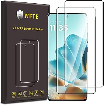 WFTE 2-Pack Screen Protector for Motorola Moto Edge 60/60 Fusion/60 Pro 3D Full Coverage,Anti-Scratch,Anti-fingerprint,Bubble-Free,Premium Tempered Glass Screen Protector For Motorola Edge 60Black
