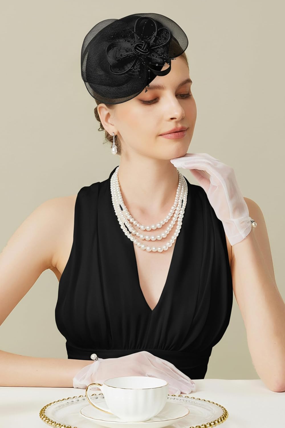 BABEYOND Fascinators Hats for Women - Tea Party Kentucky Fascinator Derby Knot Tulle Pillbox Church Hat for Bridal Wedding - Image 5