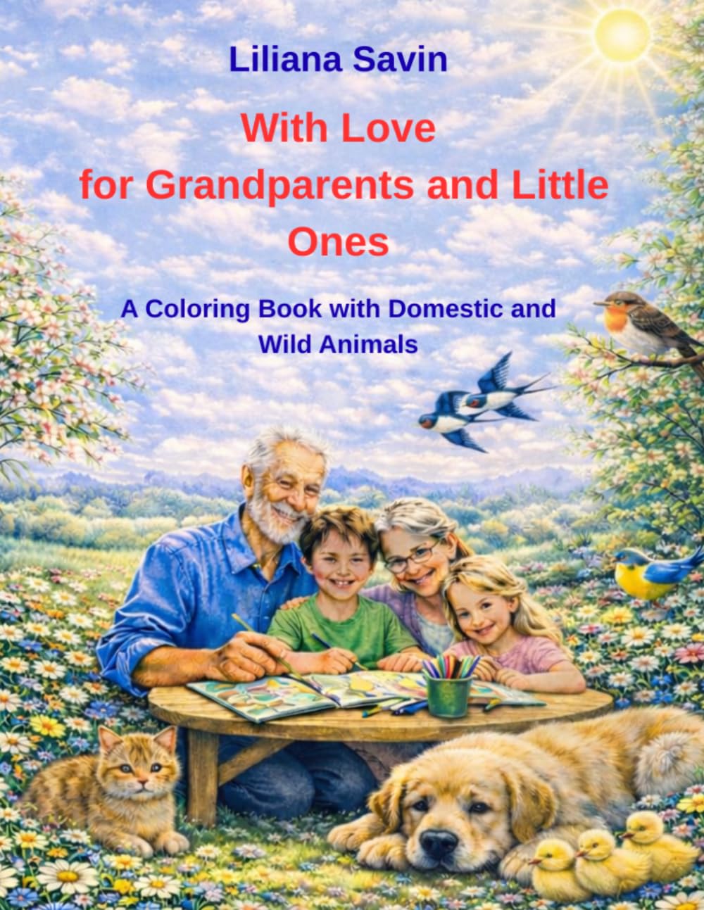 With Love for Grandparents and Little Ones: A Coloring Book with Domestic and Wild Animals