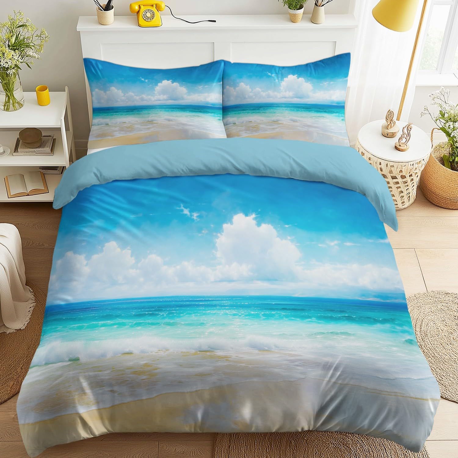 Housse de Couette 160 x 200 Océan et Plage avec Fermeture Éclair