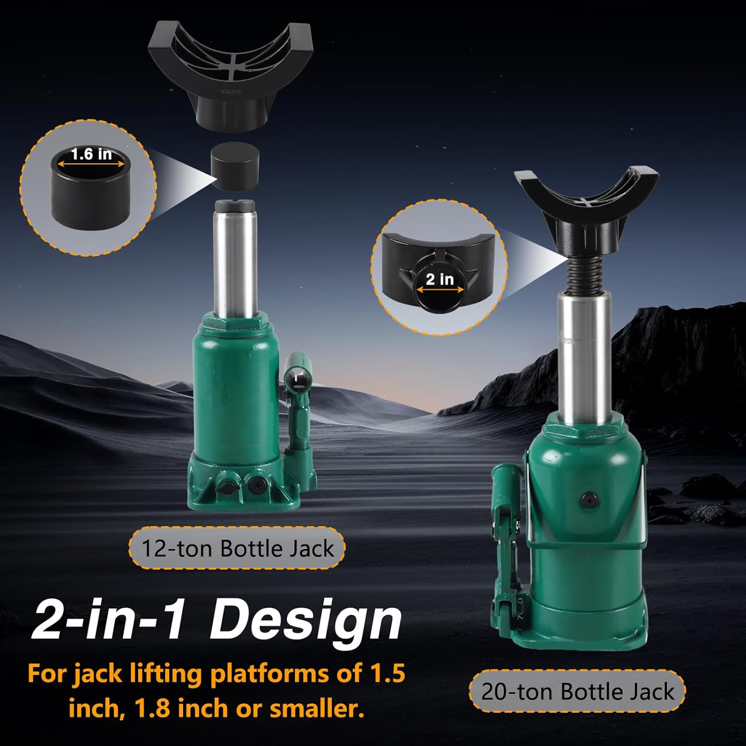 2-in-1 Bottle Jack Adapter Lifting Saddle High Strength Hydraulic Jack Adapter Hydraulic Lifting Saddle Compatible with 12-ton 20-ton Bottle Floor Jack for 3 Inch 4 Inch Axle Tube