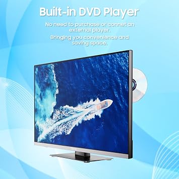 SYLVOX 22 Marine TV with Wall Mount, 12 Volt Television with DVD Player, 1080P Google OS ATSC NTSC WiFi Bluetooth HDMI USB, AC/DC Powered, 12V TV for RV Camper Boat Coastal Home