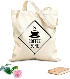 XIARON Bolsos de calicó para mujer Cafetería con frase de jaula de la zona del café Tela de 340g/m² de grosor Combina con ...