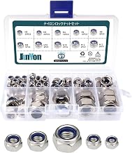 JunYon Nylon Lock Nut Set Anti-Loosening Nut Set M5・M6・M8・M10・M12 304 Stainless Steel 89-Piece Set