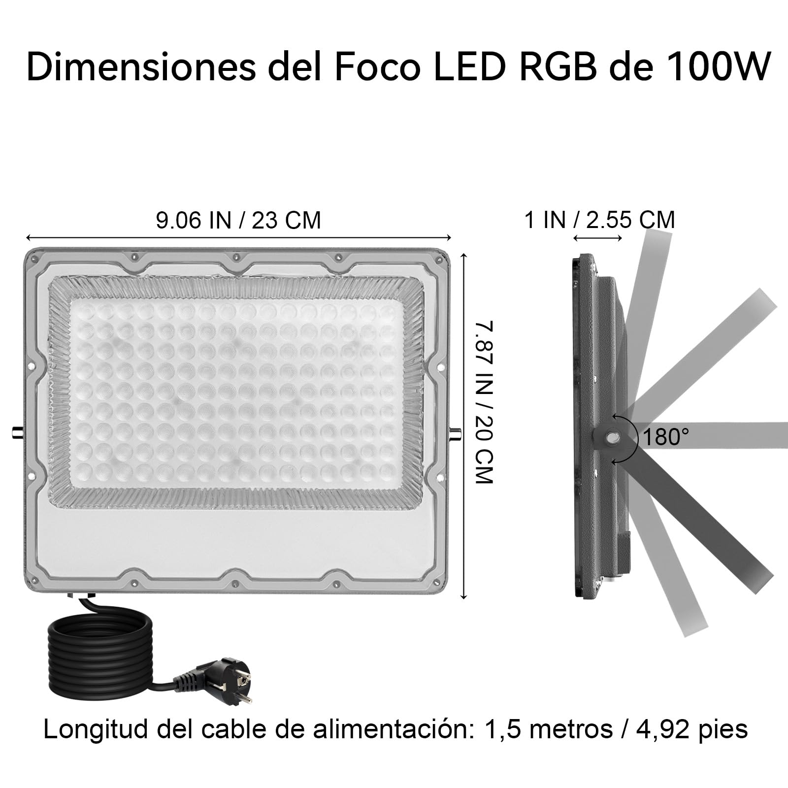 2 Piezas Foco LED RGB Exterior 100W, Regulable Foco LED con APP Bluetooth y Mando a Distancia 2.4G, IP66, 16 Millones de Colores DIY, Para Jardín, Fiestas, Pascua, Halloween, 15000LM