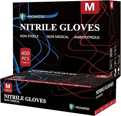 PROMEDIX P Nitrile Disposable Gloves,4mil-100 Count,Gloves Disposable Latex Free,Powder Free for Cooking,Household,Food safe
