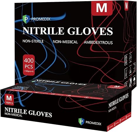 PROMEDIX P Nitrile Disposable Gloves,4mil-100 Count,Gloves Disposable Latex Free,Powder Free for Cooking,Household,Food safe