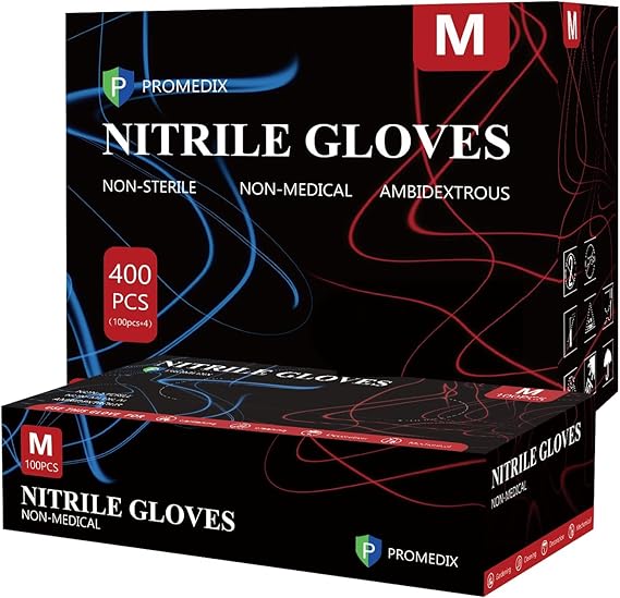 PROMEDIX P Nitrile Disposable Gloves,4mil-100 Count,Gloves Disposable Latex Free,Powder Free for Cooking,Household,Food safe