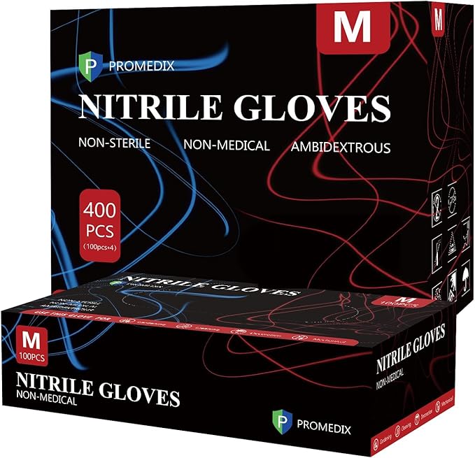 PROMEDIX P Nitrile Disposable Gloves,4mil-100 Count,Gloves Disposable Latex Free,Powder Free for Cooking,Household,Food safe