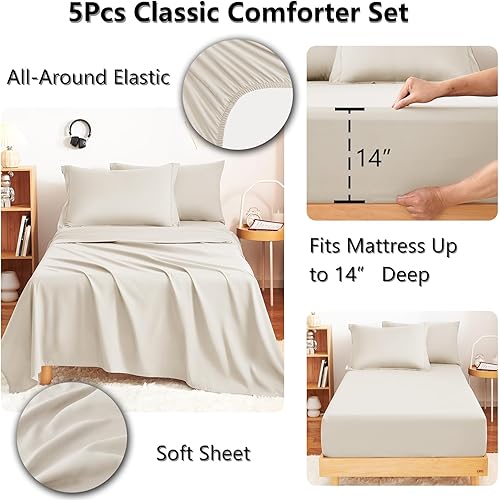 Miniatura 296 de CozyLux Juego de edredón de tamaño Queen, rojo burdeos, toda la ropa de cama en una sola bolsa, 7 piezas: edredón, fundas de almohada y de almohada