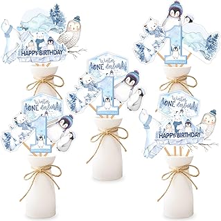 Arctic Polar Animals Table Centerpieces Decorations for Boys Girls, 24pcs Winter Onederland 1st Birthday Decoration Centerpieces Penguin Seal Bear Owl Arctic Fox for Birthday Party