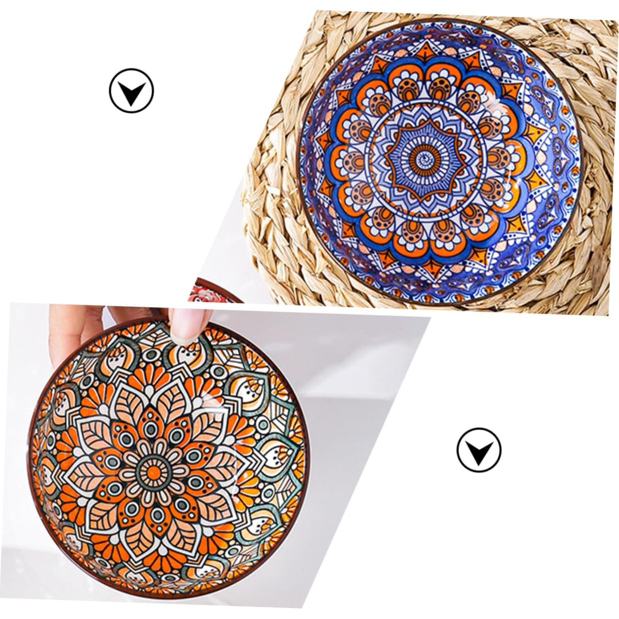 Cabilock Bol à Riz Bohème en Céramique, Lot de 4 Pièces Cuisine