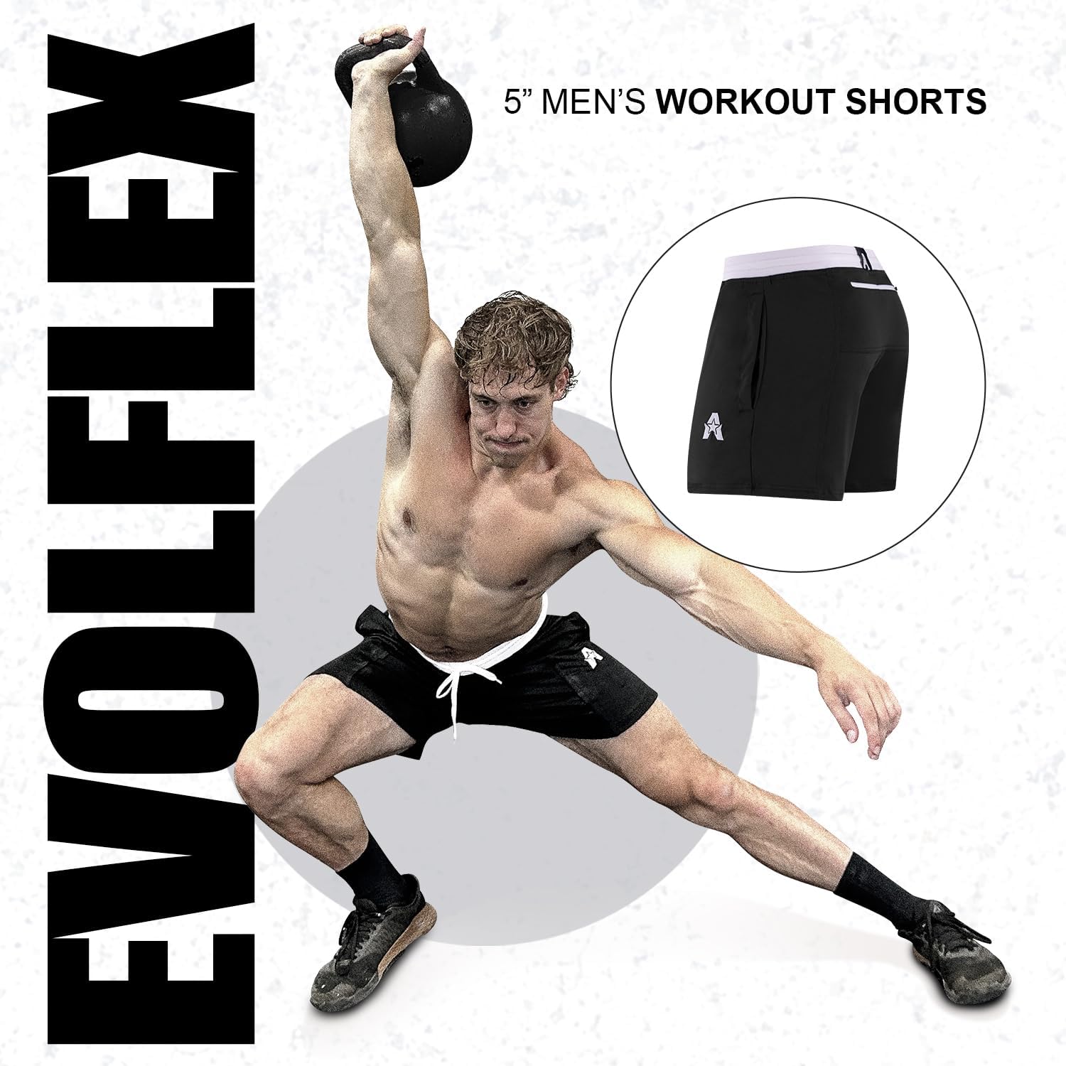 Anthem Athletics Evolflex Mens Workout Shorts - 5", 7", & 9" Inseam w/Zippered Pocket - for Cross Training, Gym Short & Yoga - Image 2
