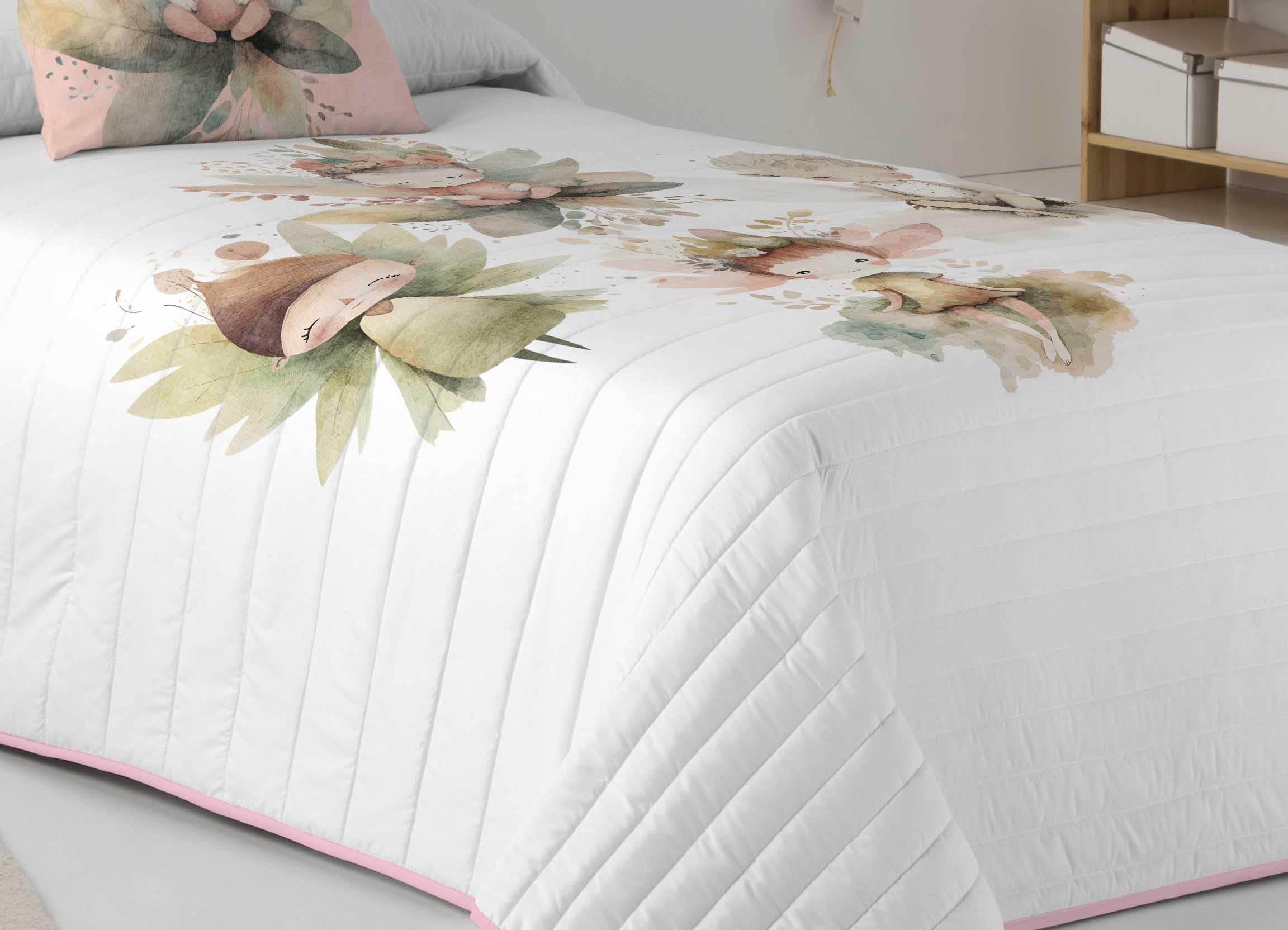 NATURALS Colcha Bouti Cama 105, Colcha con un Ligero Relleno 200x260 + 1 Funda de cojín 50x50 cm, FALA