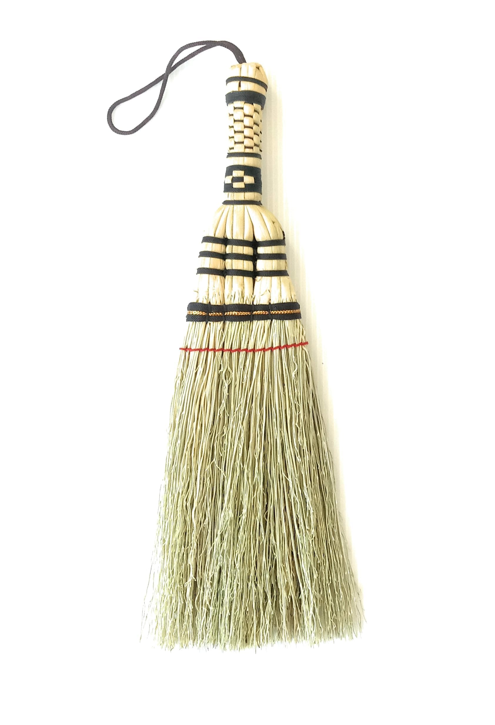 Handcrafted Whisk Broom - Hanging Loop, Bamboo Handle &amp; Sorghum Brush - Compact &amp; Portable Cleaning Essential - Perfect for Surface Sweeping Driveways, Porches &amp; Floor - 12 Inch