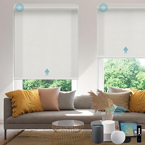 SmartWings Persianas enrollables inteligentes motorizadas con filtro de luz, persianas eléctricas con control remoto para Windows compatibles con