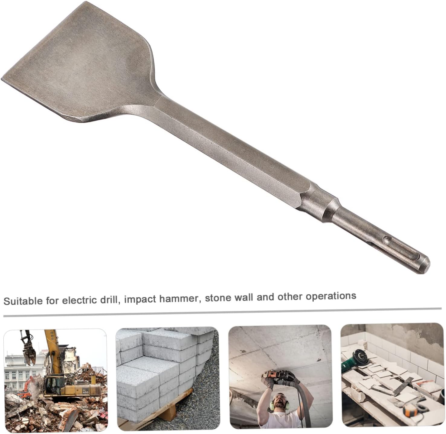 Tile Chisel for Angled Bent Tile Removal Impact Hammer Compatible Sturdy Concrete and Masonry Scraper 1-Piece