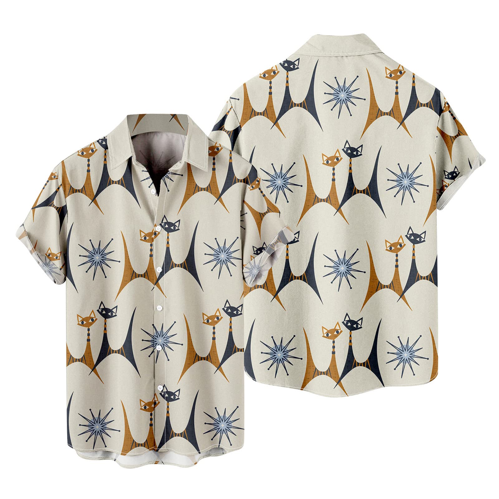 Camicia Uomo Elegante In Lino E Cotone - Slim Fit, Manica Corta, Stampa Coreana, Taglie Forti