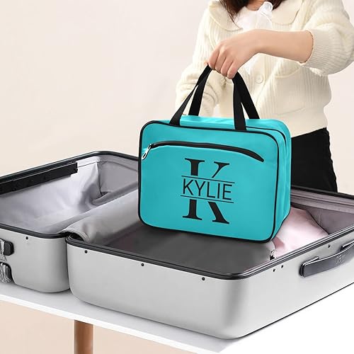 Miniatura 128 de Sinestour Neceser personalizado para mujeres y hombres, organizador de maquillaje de viaje con gancho para colgar, bolsas de cosméticos, bolsa