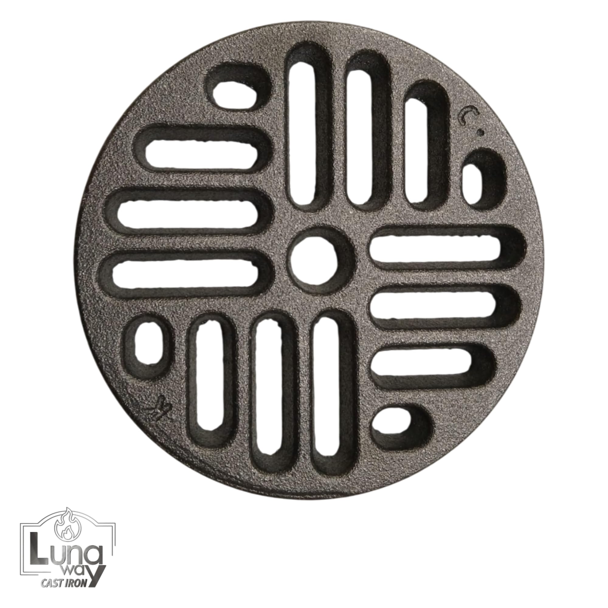 Rejilla de ceniza de hierro fundido circular | Reemplazo universal para estufas de madera, chimeneas y hornos | Grosor 1 cm, Ventilación optimizada | Diámetro 13,5 cm