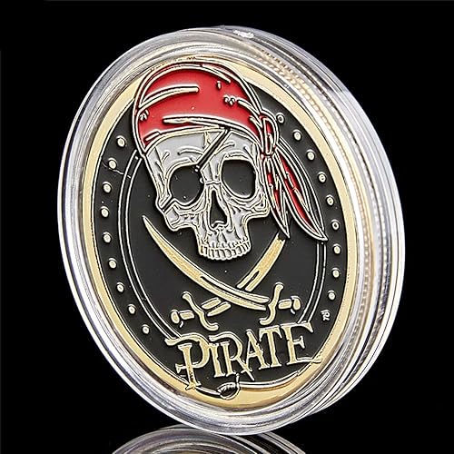 Miniatura 5 de Joygulls Treasure Island Bay Moneda Cráneo Barco Pirata Challenge Coin