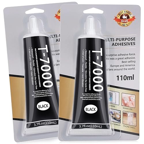 2 pegamento de reparación de pelos T 7000 de 3.7 fl oz, multiusos, pegamento semifluido negro para reparación de pantalla de teléfono, manualidades,