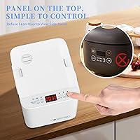 Vista 4 de WHITE TIGER Mini Arrocera de 1.3 L, Arrocera de 4 Tazas Sin Cocinar, Arroceras Inteligentes con Temporizador Preestablecido de 24 Horas, Arroceras