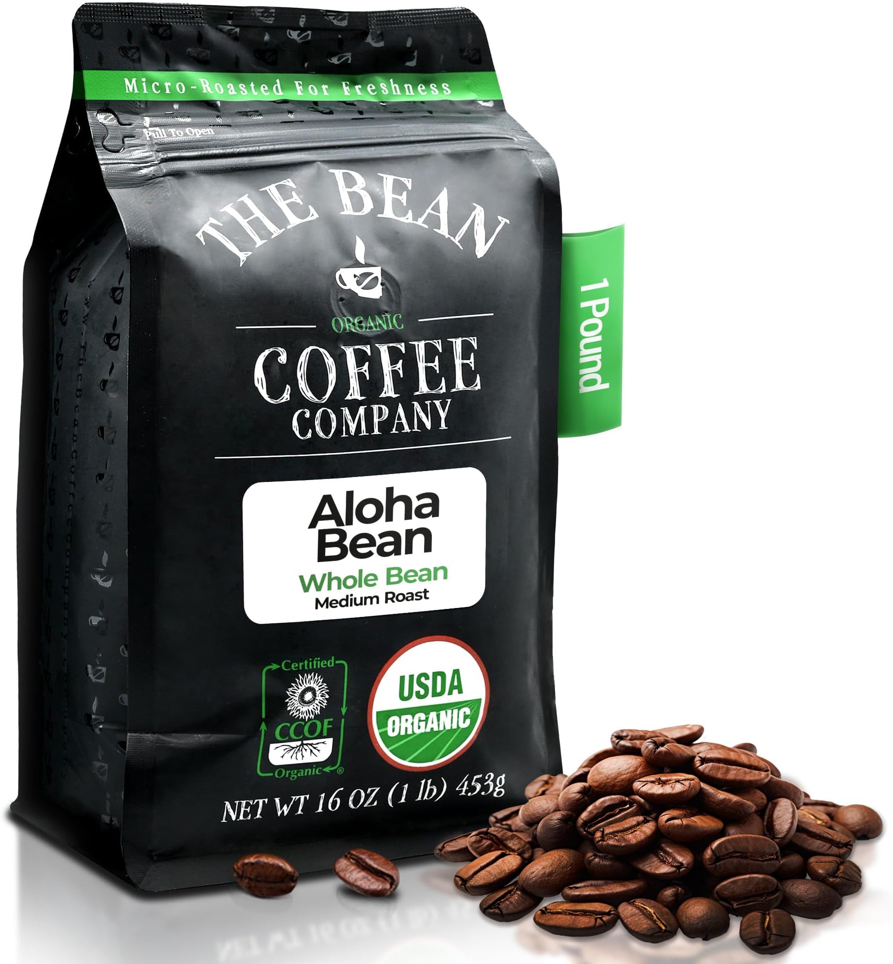 Organic Aloha Bean (Hawaiian Hazelnut), Medium Roast, Whole Bean, 16-Ounce Bag