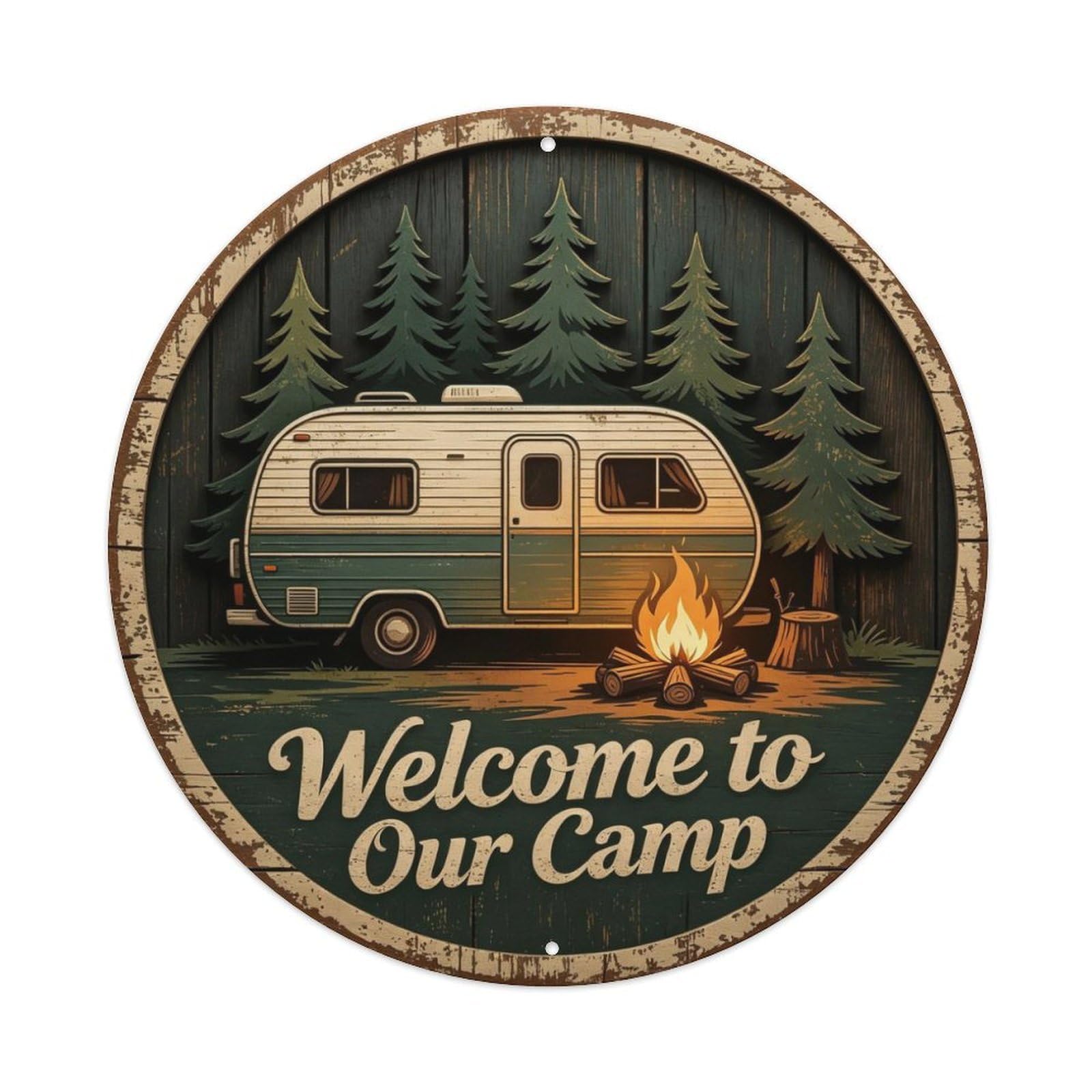 Welcome to Our Camp Metal Tin Sign Plaque