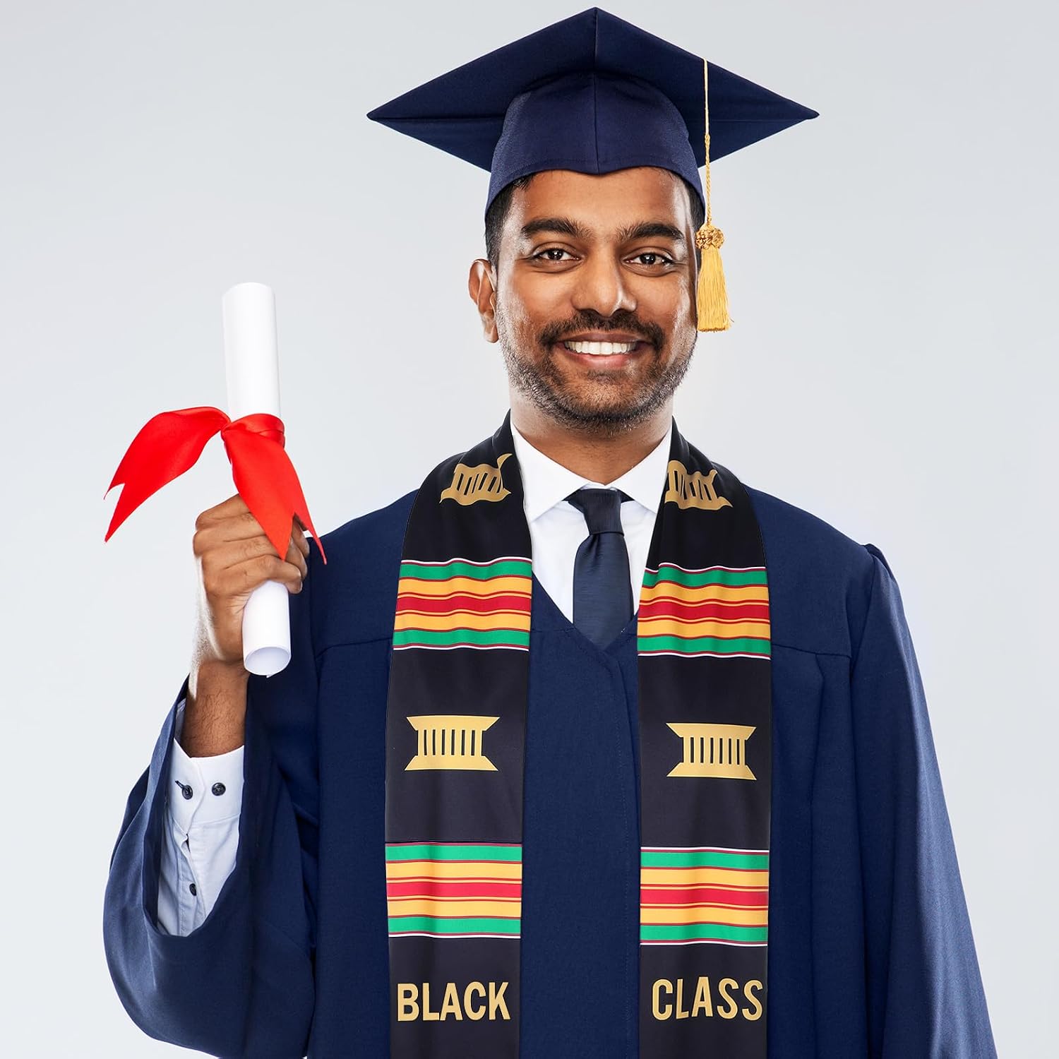 Syhood 2 Pcs Kente Graduation Stole 2026 Black Grads Matter Kente Stole Celebrate Culture with The African Graduation Sash for Black Women Men Grad Party Supplies