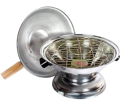 OUI MAMA Aluminum Tandoor Bati Maker Baking Oven, 25 x 25 x 35 cm, Silver Gas Tandoor, Barbecue Grill Food Steamer Cookware Set