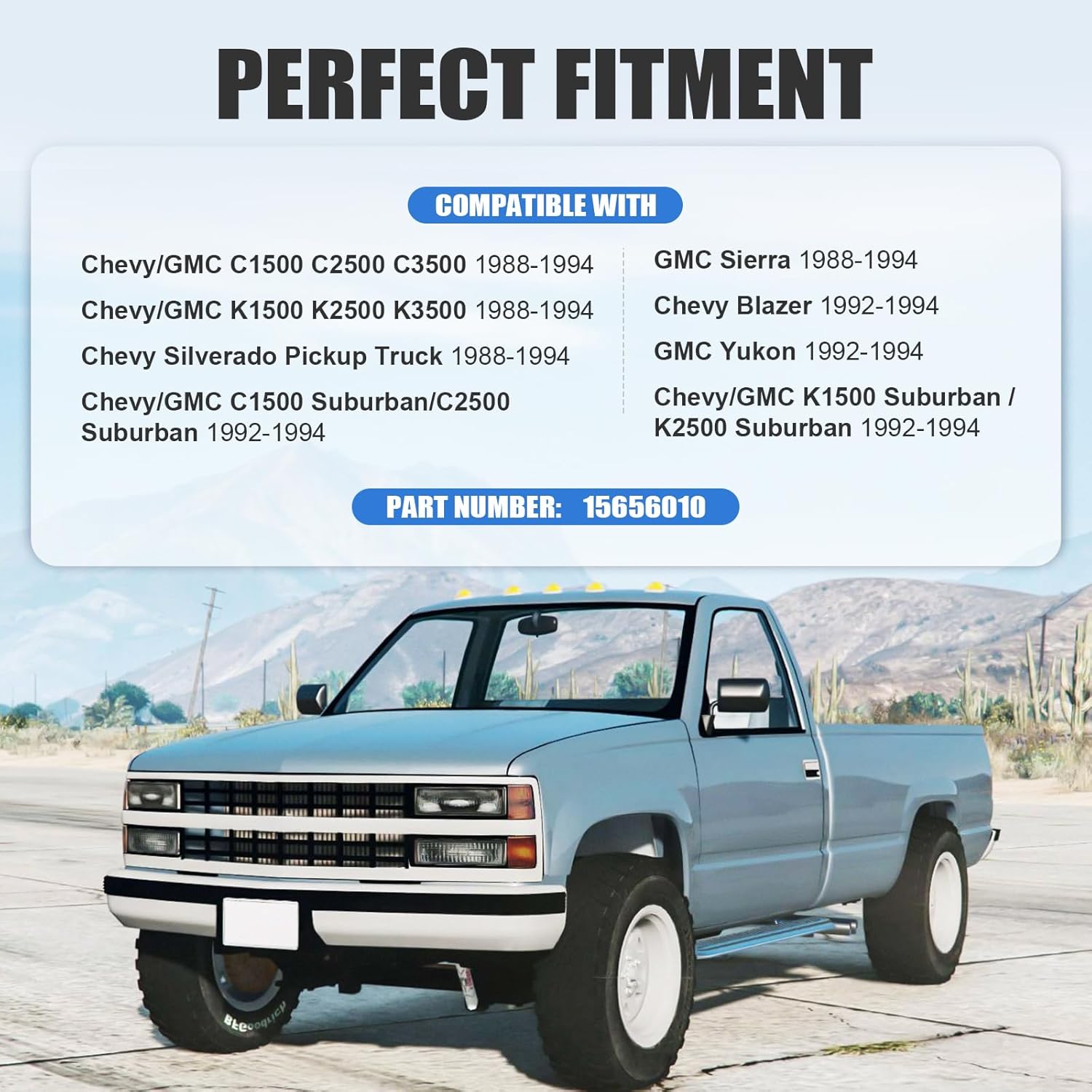 Speedometer Dash Bezel Trim Cover Fit for Chevy Silverado GMC Sierra C1500 C2500 C3500 K1500 K2500 K3500, GMC Yukon 1988-1994, Chevy Blazer Suburban 1992-1994 Replacement for 15656010 (Black)