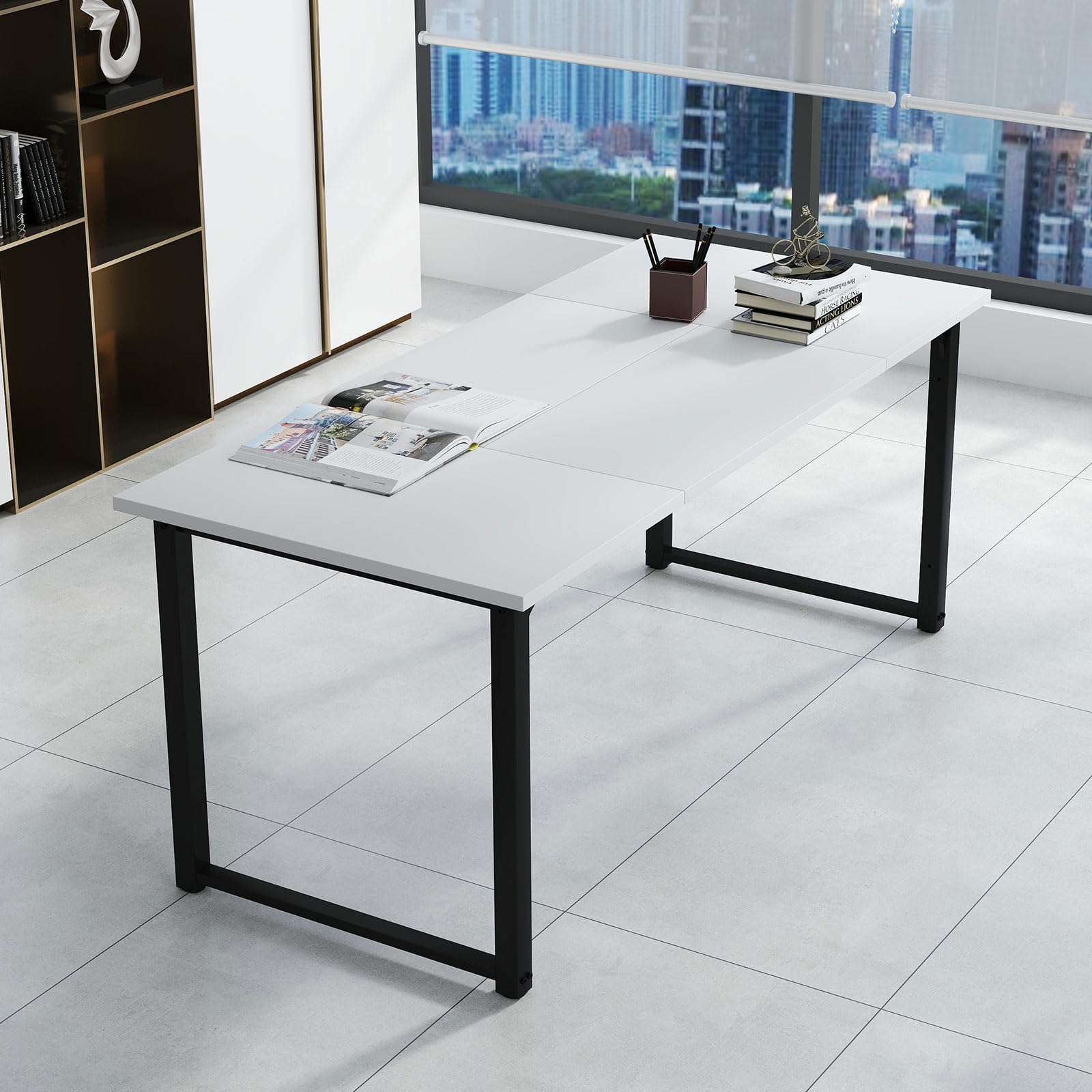 Bonzy Home 6FT Conference Table, 71" L x 32" W x 30" H Long Rectangle Meeting Table, Modern Seminar Table with Super Sturdy Metal Frame for Office,